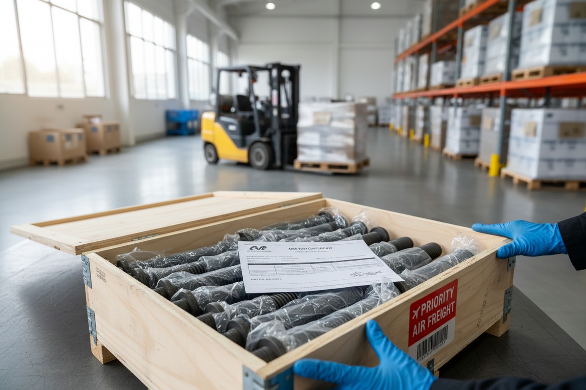Shipping and Customs Documentation Managing shipping costs and customs documentation for international anchor bolt sample orders (ID#4)