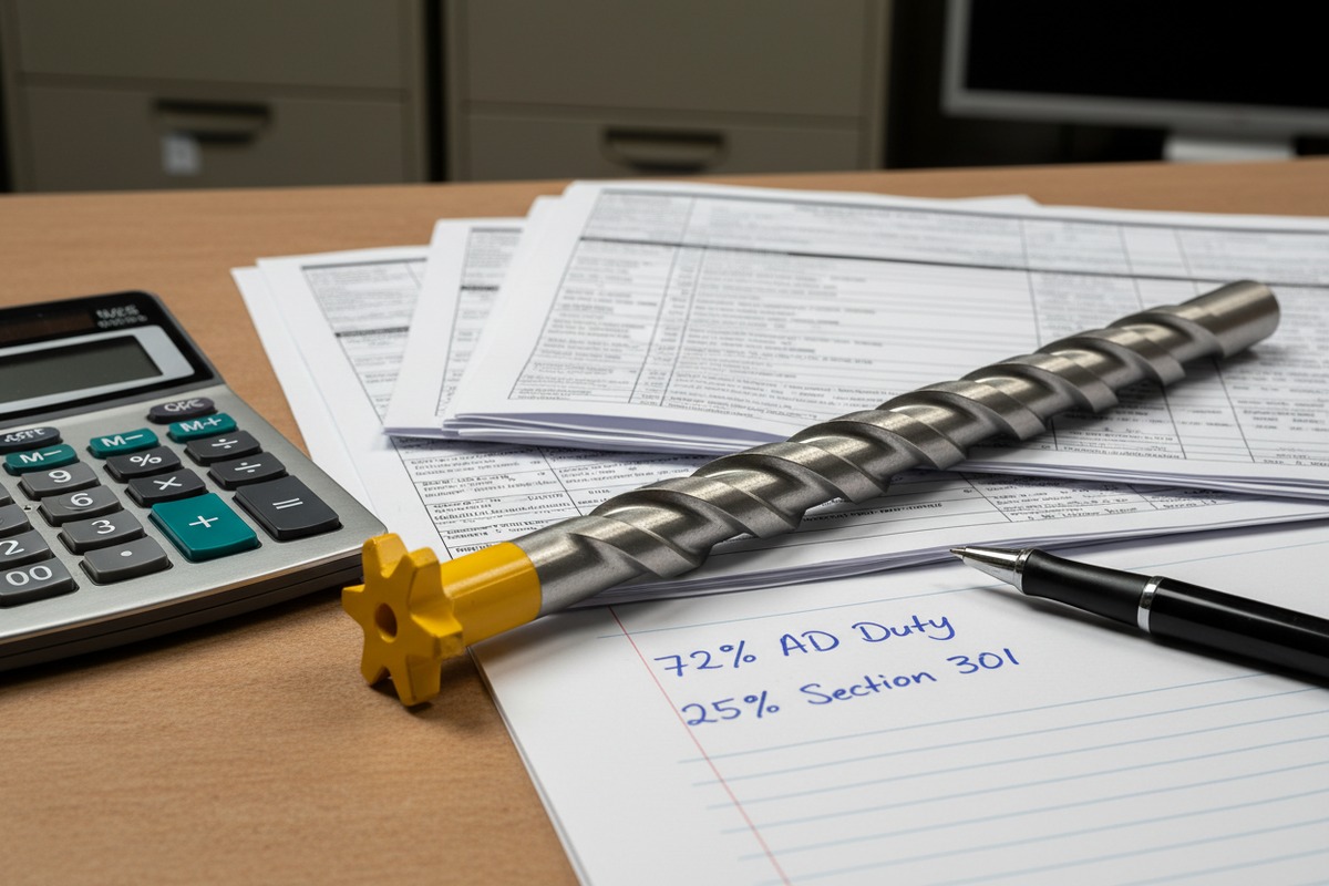 Calculating total landed cost including anti-dumping duties and HTSUS tariffs for steel imports (ID#2)