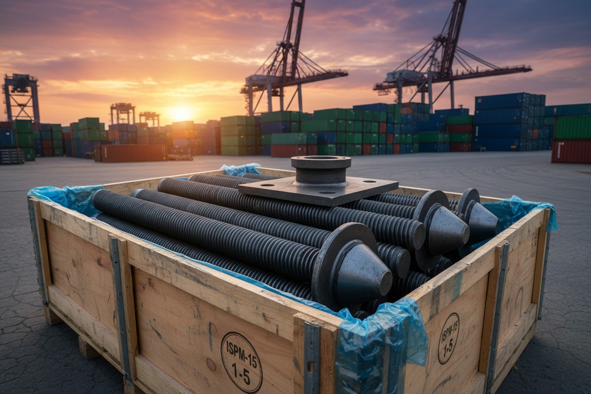 Protecting self-drilling anchor bolt packaging for sea freight shipping from China (ID#1)