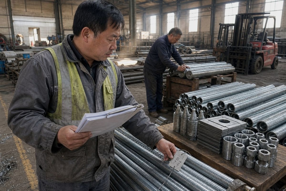 Supplier verifying traceability certificates for self-drilling anchor bolts (ID#1)